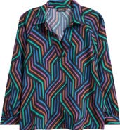 APNY Print Split Neck Top