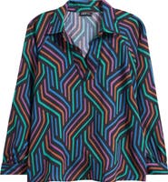 APNY Print Split Neck Top