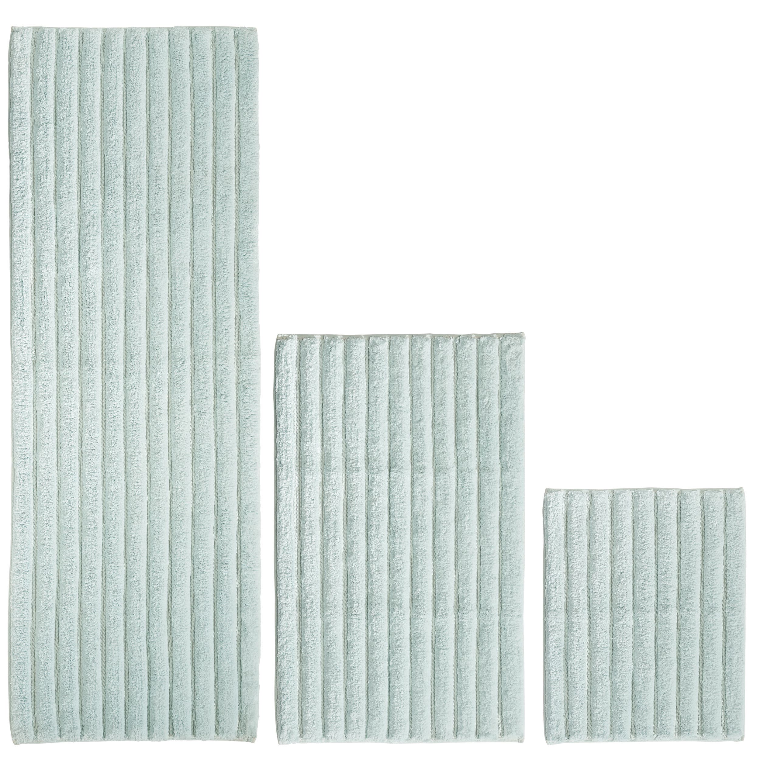mDesign Cotton Spa Mat Rug for Bathroom, Varied Sizes, Set of 3 - Water Blue 