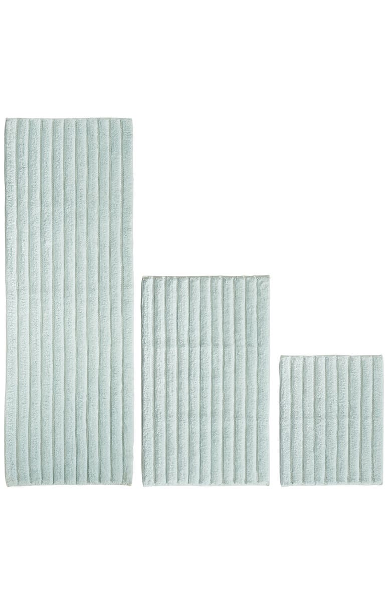 mDesign Cotton Spa Mat Rug for Bathroom, Varied Sizes, Set of 3 - Water Blue, Main, color, 