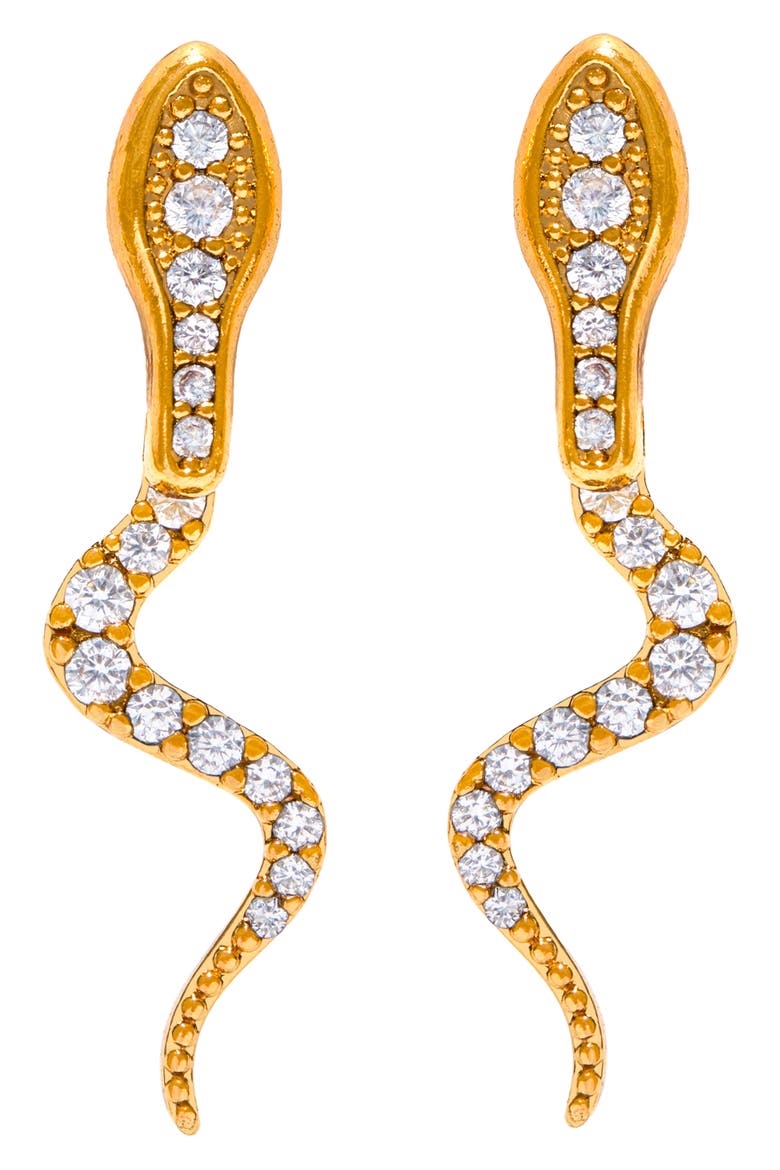 Python Pavé Cubic Zirconia Jacket Earrings, Main, color, GOLD