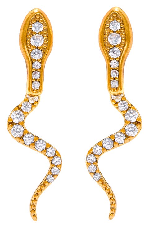 Python Pavé Cubic Zirconia Jacket Earrings