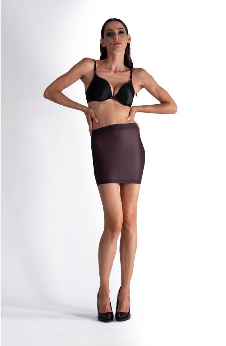 LECHERY<sup>®</sup> Lustrous Sheer Bodycon Mini Skirt, Alternate, color, Black