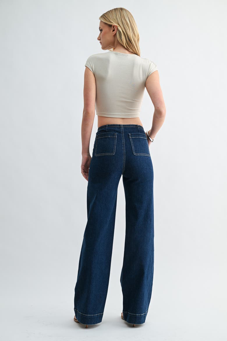 Blueprint Patch Pocket High Waist Straight Leg Jeans, Alternate, color, Dark Wash