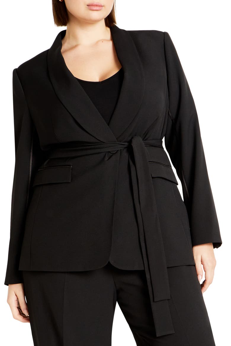 Soraya Belted Jacket, Main, color, BLACK