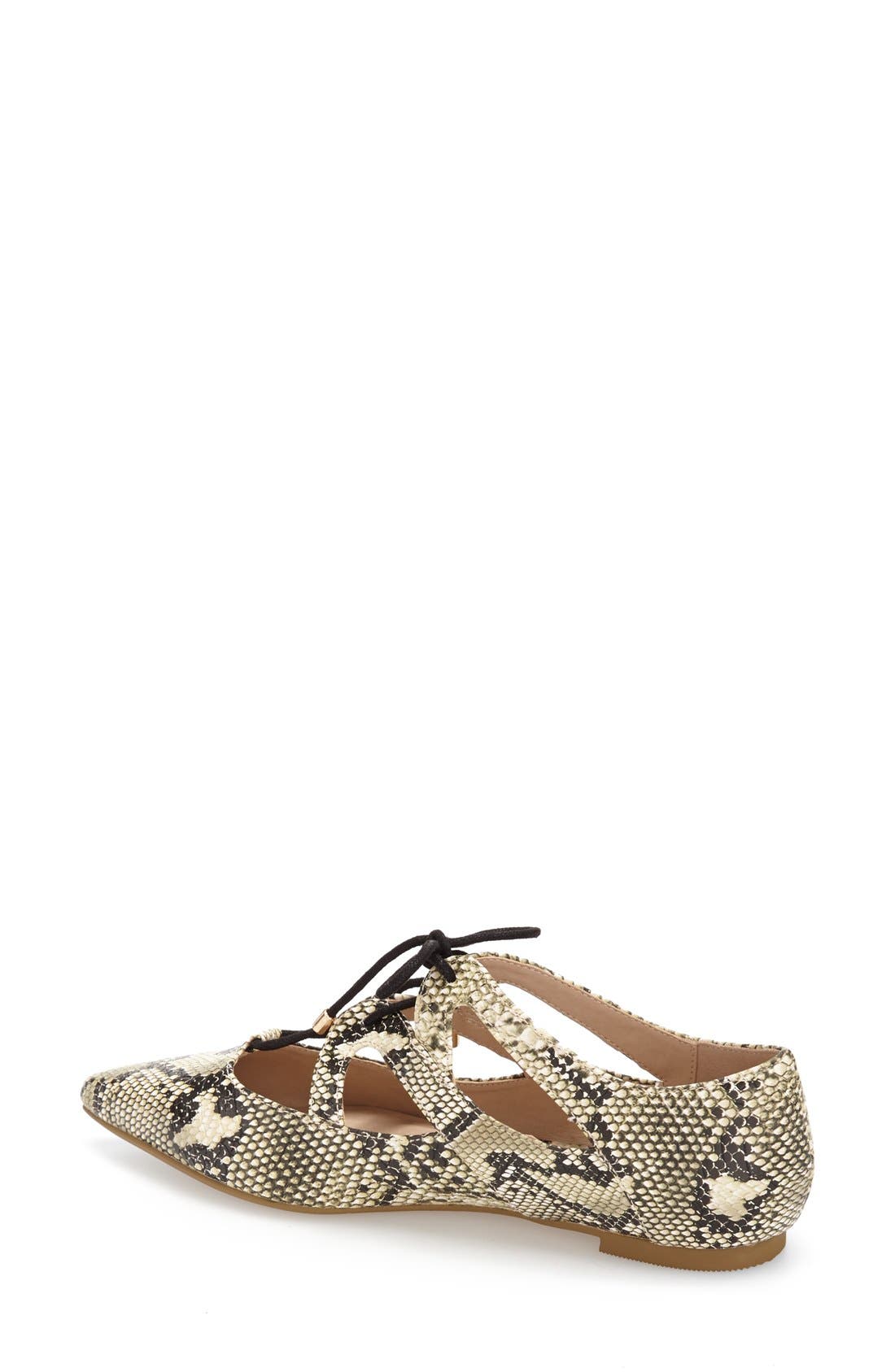 'Fickle' Pointy Toe Ghillie Flat, Alternate, color, NUDE