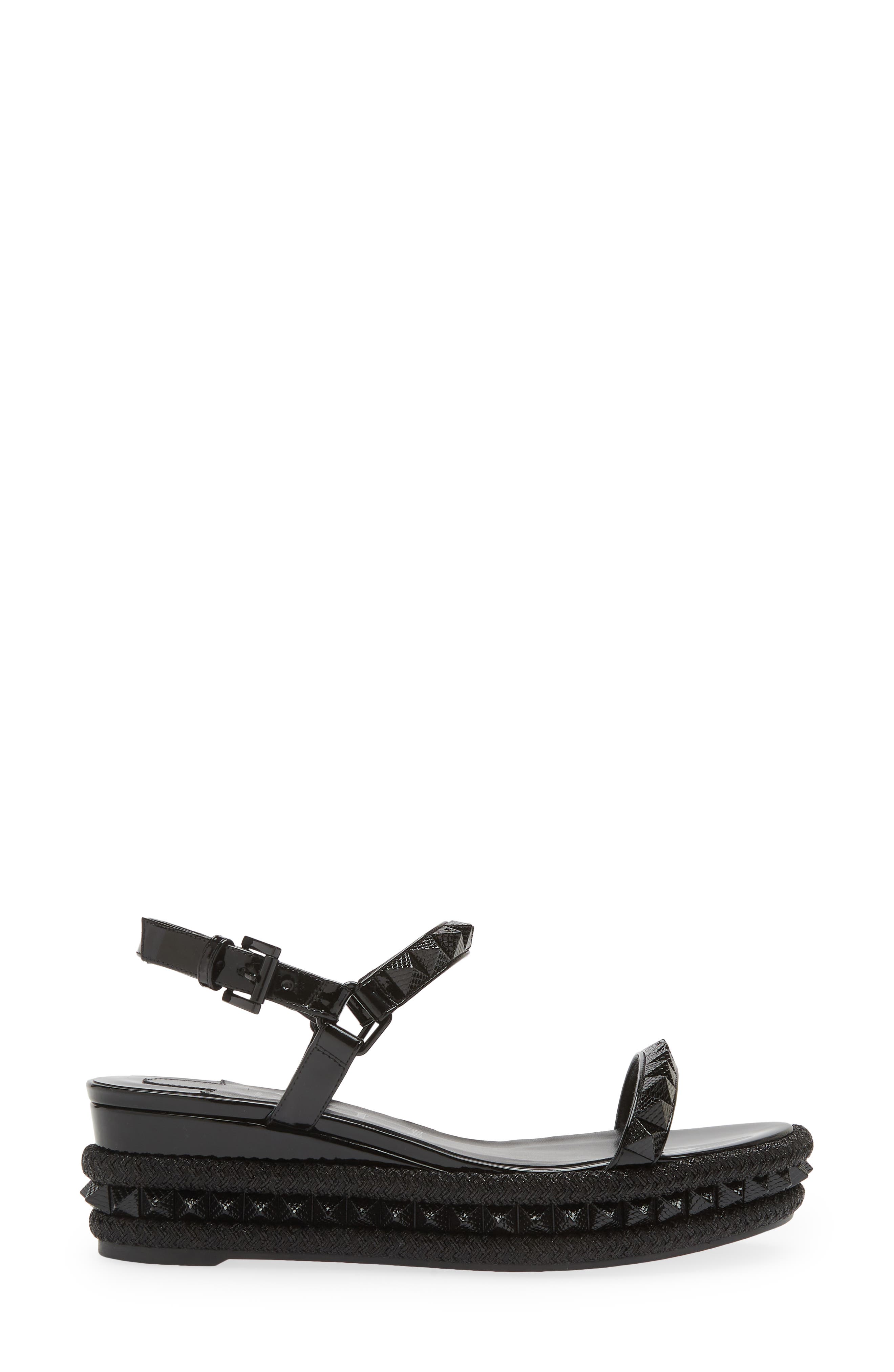 Christian Louboutin Pyraclou Glitter Espadrille Wedge Sandal, Alternate, color, 