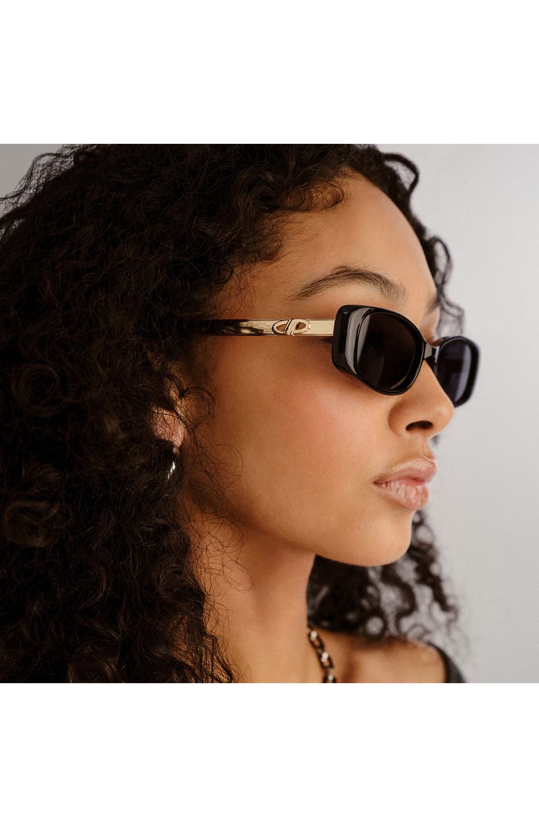 Le Specs Lil' Starlight 54mm Rectangular Sunglasses, Alternate, color, Black/Smoke Mono