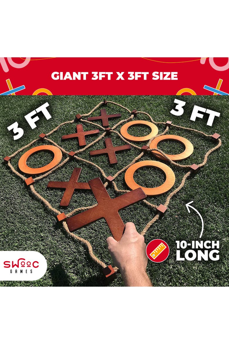 Premium Giant Wooden Tic Tac Toe Game, Alternate, color, Brown