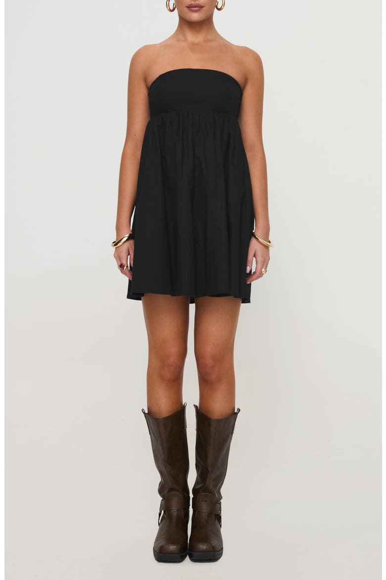 Osment Strapless Babydoll Minidress, Main, color, BLACK