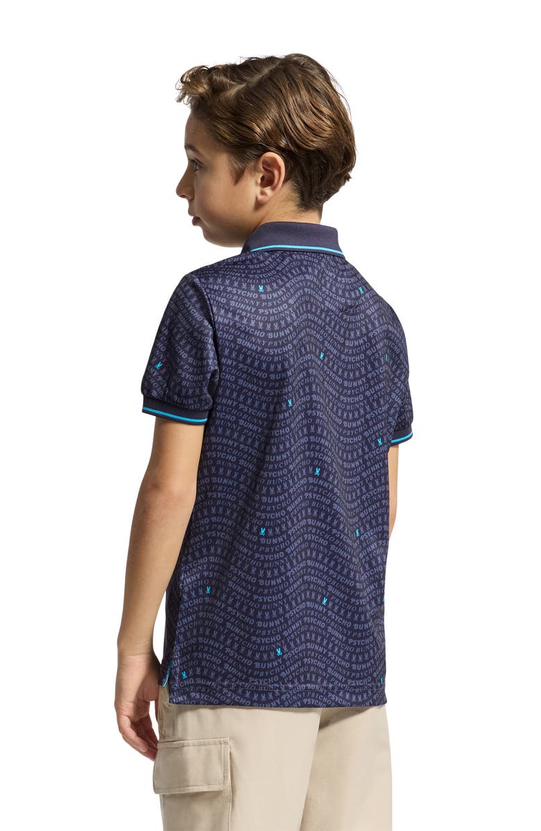 Psycho Bunny Kids' Winston Logo Print Piqué Polo, Alternate, color, Evening Blue