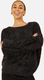 Yumi Metallic Fluffy Eyelash Relaxed Jumper