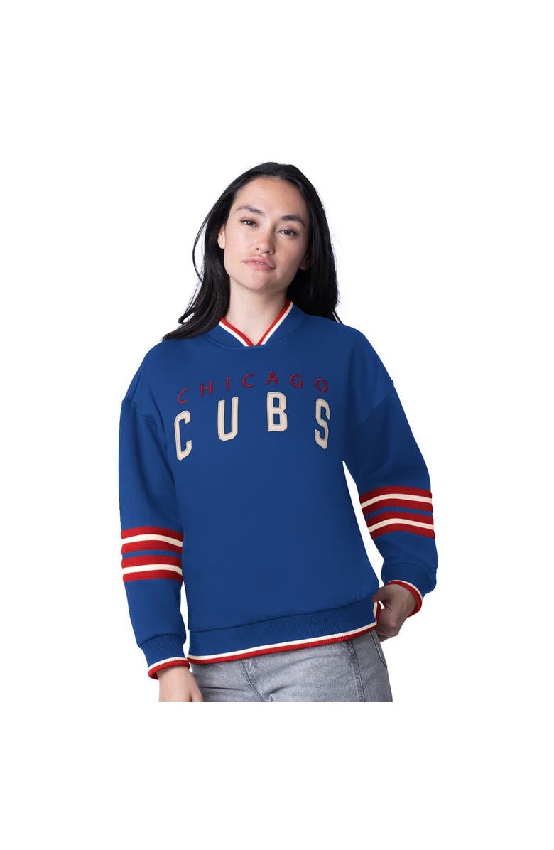 STARTER Women's Starter Royal Chicago Cubs Wild Card Oversized Pullover Sweatshirt, Main, color, Royal
