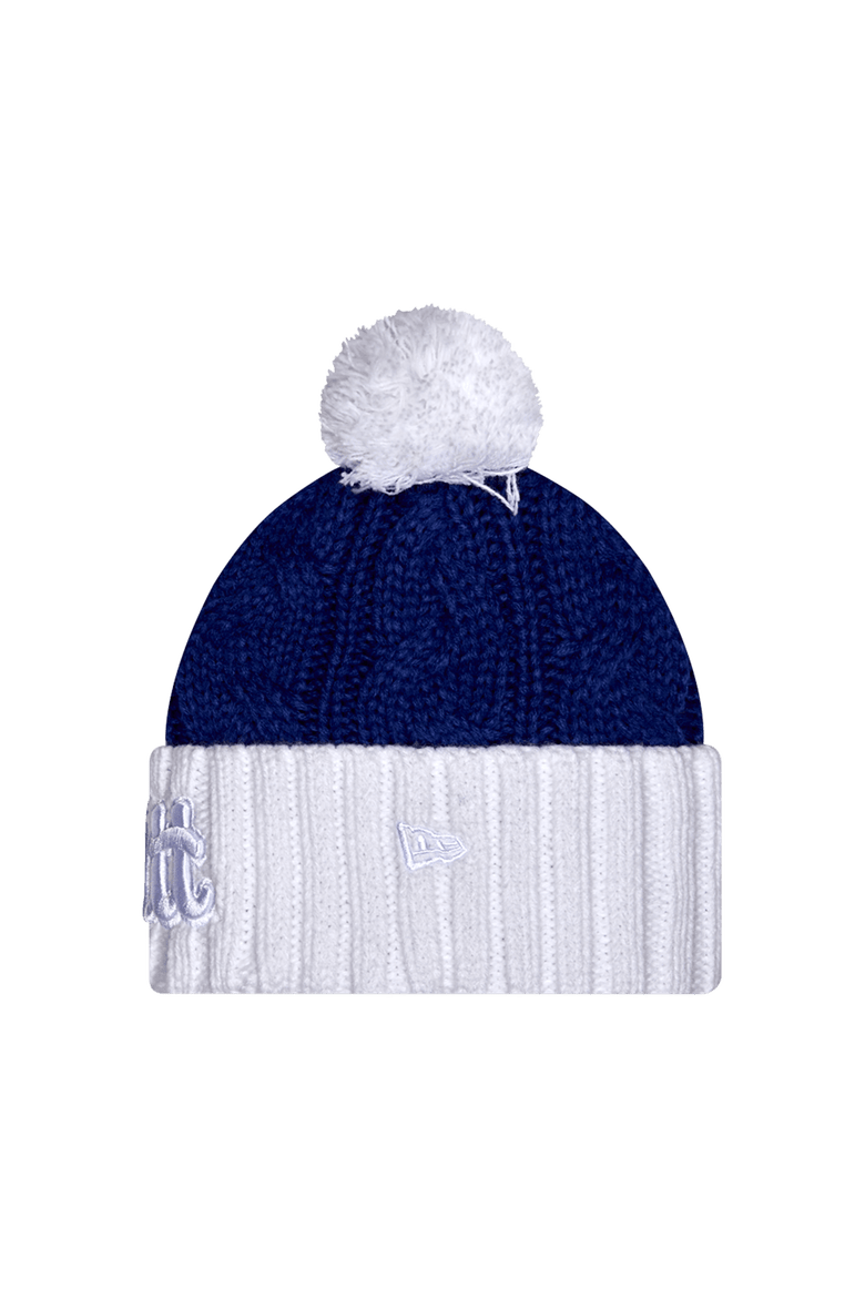 Women's New Era  Royal Pitt Panthers Tonal Cuffed Knit Hat with Double Poms, Alternate, color, Royal