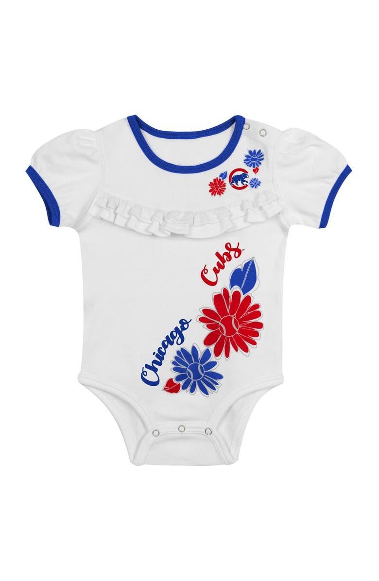 Outerstuff Newborn White/Royal Chicago Cubs Sweet Catcher 3-Piece Bodysuit, Headband and Skirt Set, Alternate, color, White