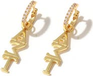 Color Shout Alpha Sigma Tau Greek Letter Huggie + Charm Earrings