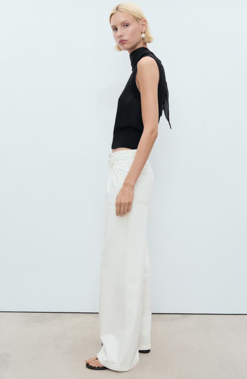 Mango Pleated Wide Leg Jeans In White