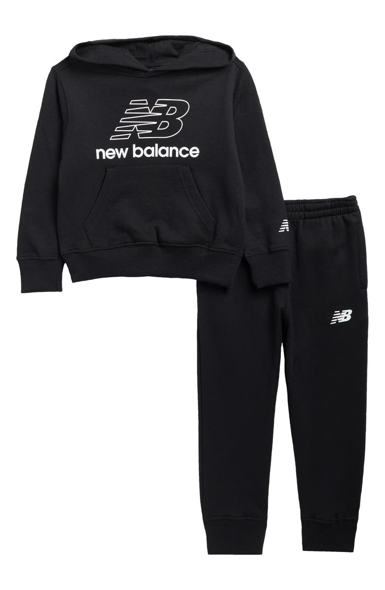 New Balance Kids' Logo Fleece Hoodie & Joggers Set, Main, color, Black