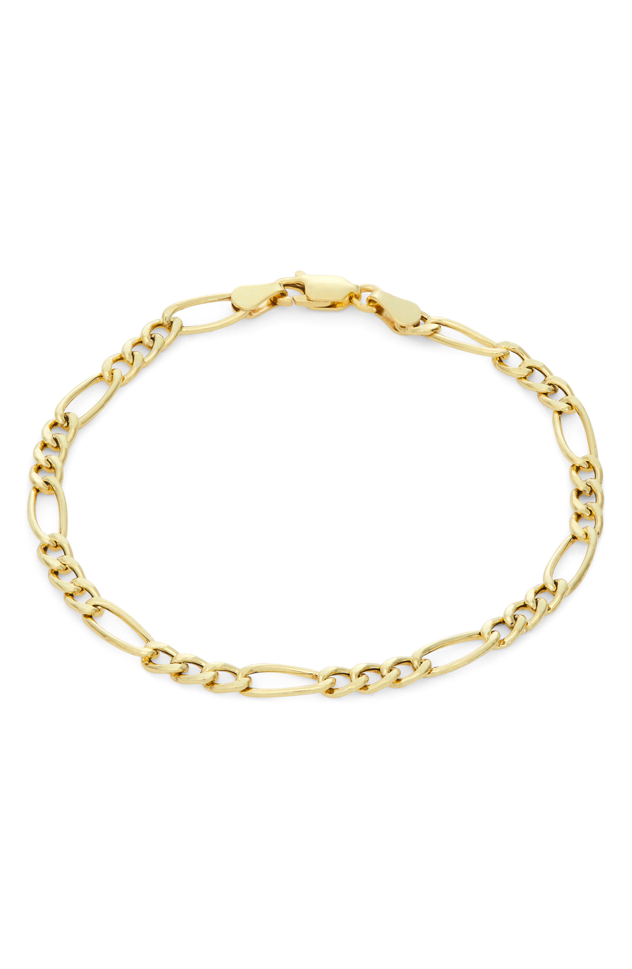 FZN Sterling Silver Figaro Chain Bracelet