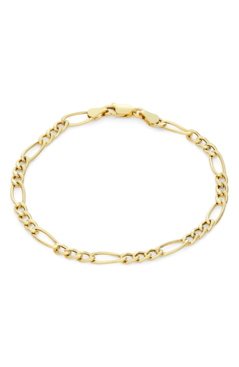 FZN Sterling Silver Figaro Chain Bracelet, Main, color, Yellow