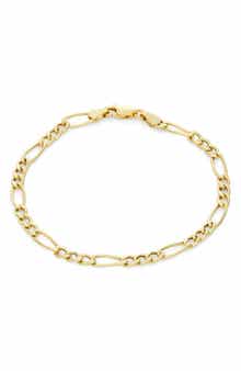 FZN Sterling Silver Figaro Chain Bracelet