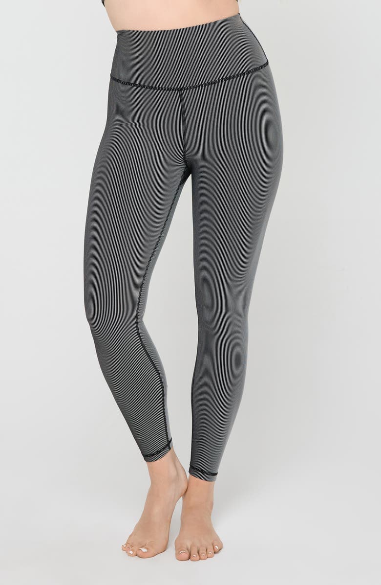 Spiritual Gangster Ada 2-Tone Stripe Leggings, Alternate, color, Black