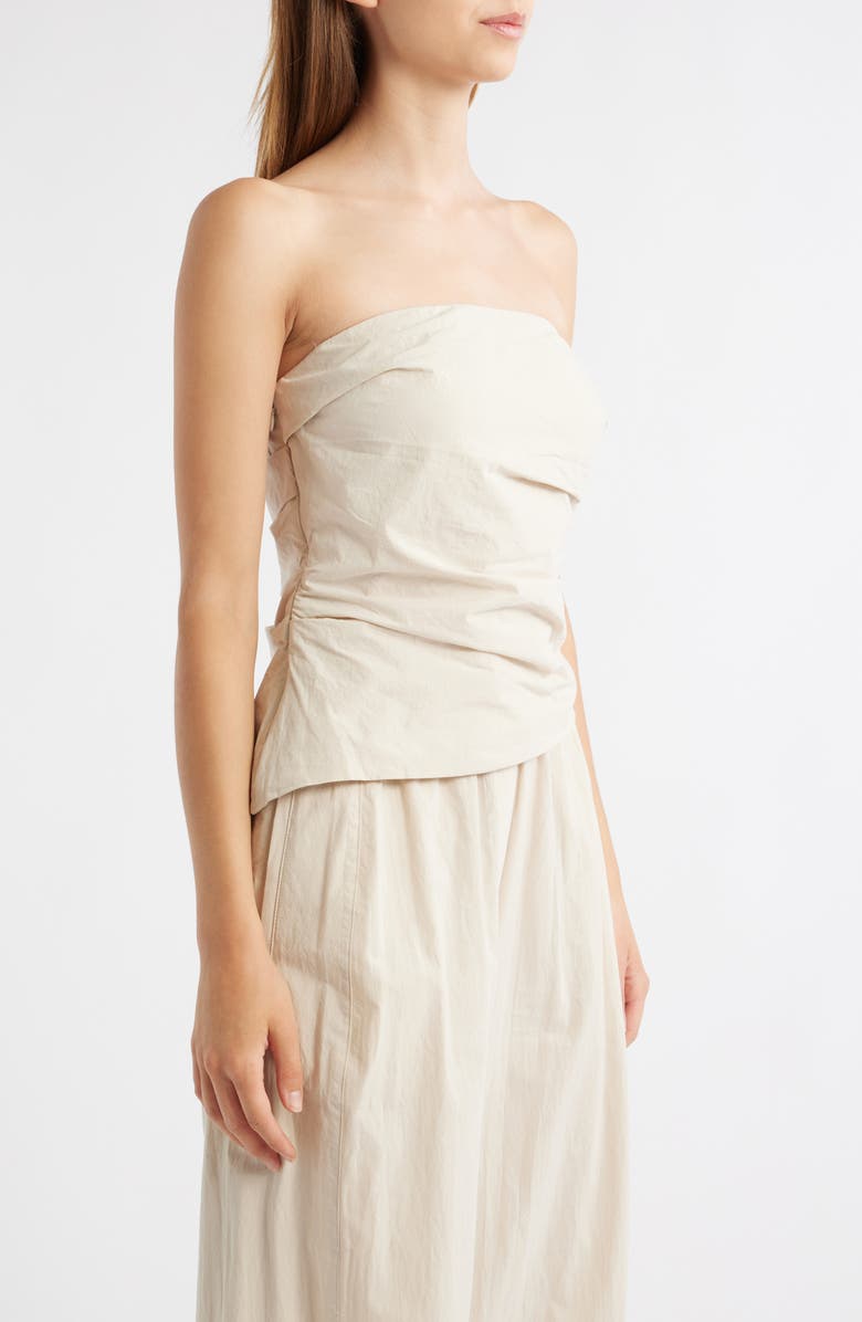 MANGO Willy Drape Strapless Top, Alternate, color, Ecru