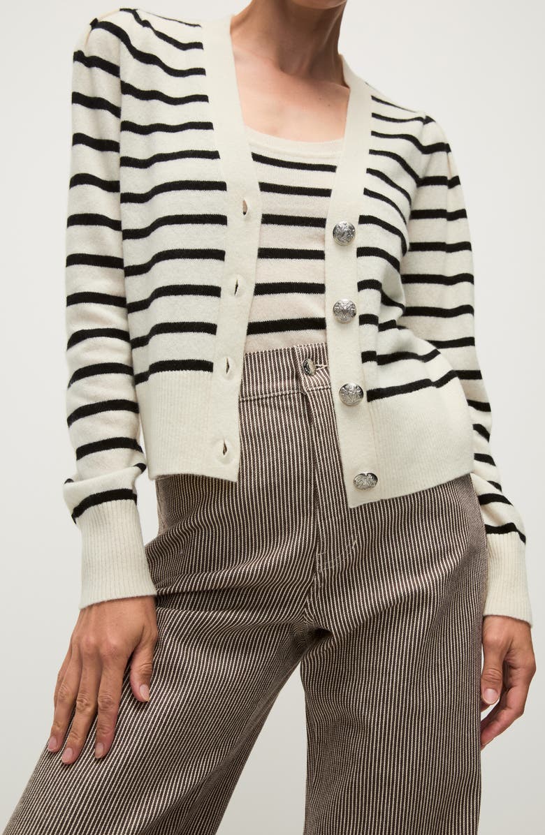 Veronica Beard Solene Stripe Cashmere Cardigan, Main, color, 