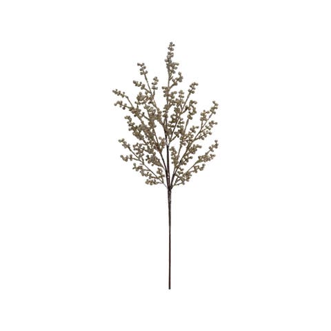 Faux Berry Stem, Silver Finish