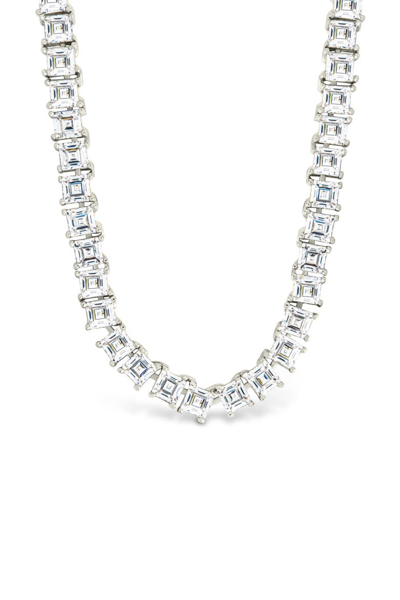 Brette Slide Tennis Necklace, Main, color, SILVER