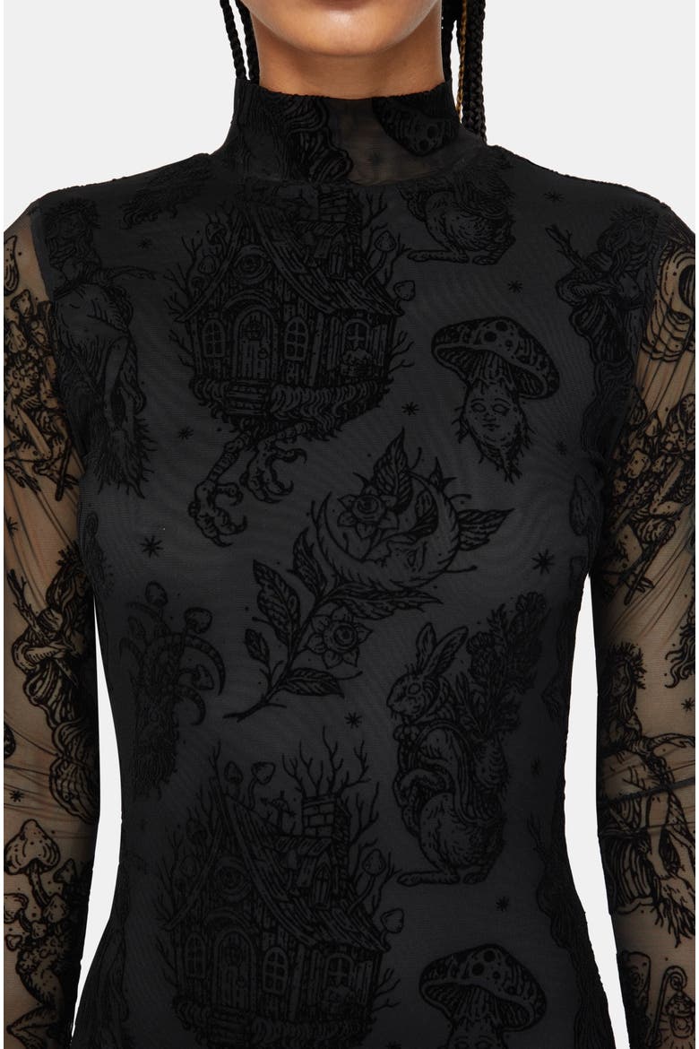 Hexborn Baba Yaga High Neck Maxi Dress, Alternate, color, Black