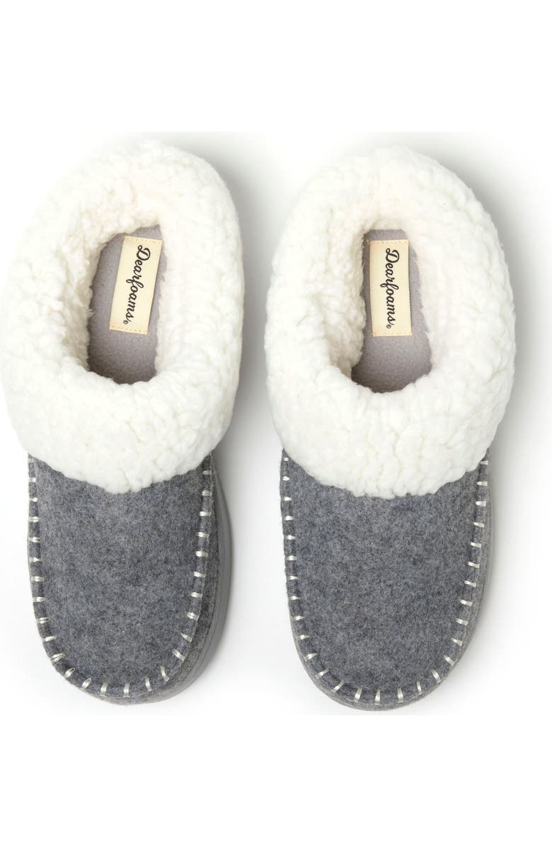 DEARFOAMS Nyla Felted Plaid Moccasin Toe Clog Slipper, Alternate, color, Light Heather Grey