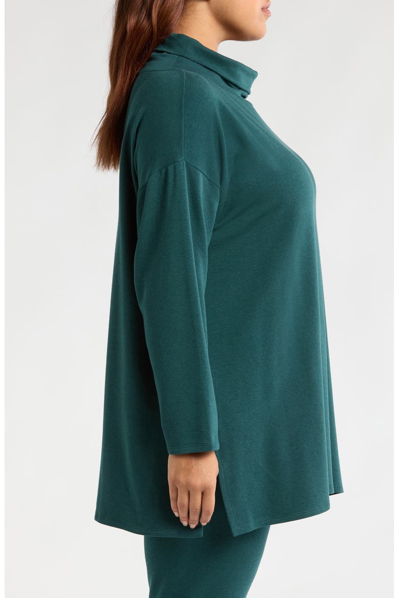 Drapey Funnel Neck Terry Tunic, Alternate, color, PINE