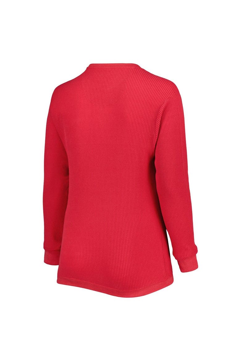 Women's Pressbox Crimson Oklahoma Sooners Surf Plus Size Southlawn Waffle-Knit Thermal Tri-Blend Long Sleeve T-Shirt, Alternate, color, Crimson