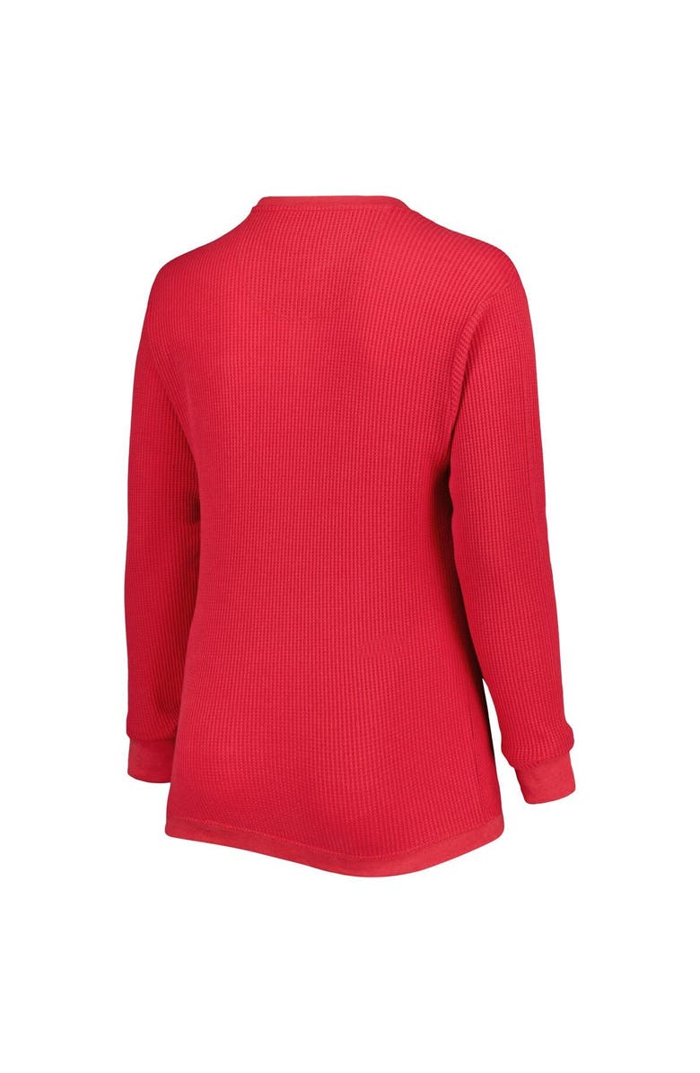 PRESSBOX Women's Pressbox Crimson Oklahoma Sooners Surf Plus Size Southlawn Waffle-Knit Thermal Tri-Blend Long Sleeve T-Shirt, Alternate, color, Crimson