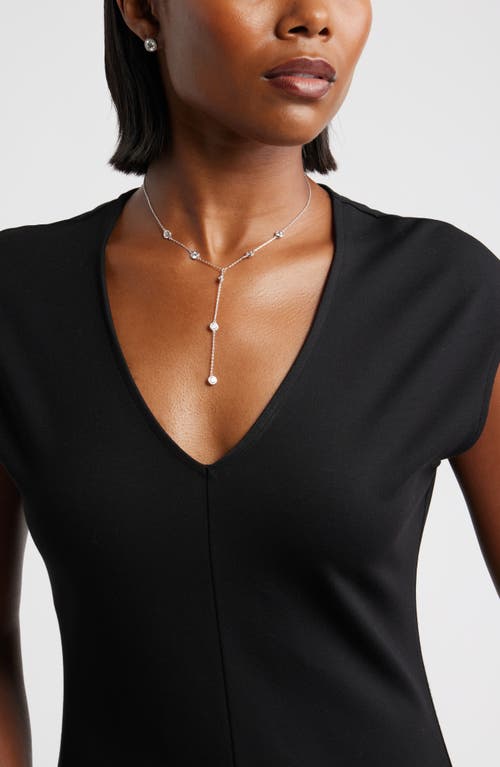 Nordstrom Cubic Zirconia Station Y Necklace In Metallic