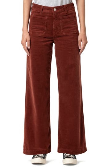 Mavi Jeans Paloma Marine Patch Pocket High Waist Wide Leg Corduroy Pants In Brown