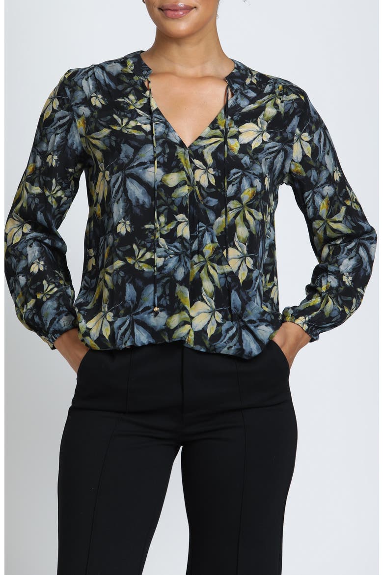 Print Crossover Top with Tassel Ties, Main, color, MIDNIGHT EUCALYPTUS MULTI