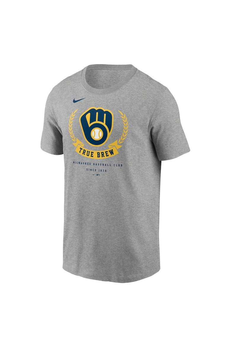 Men's Nike Heathered Gray Milwaukee Brewers True Brew Local Team T-Shirt, Alternate, color, Heather Gray