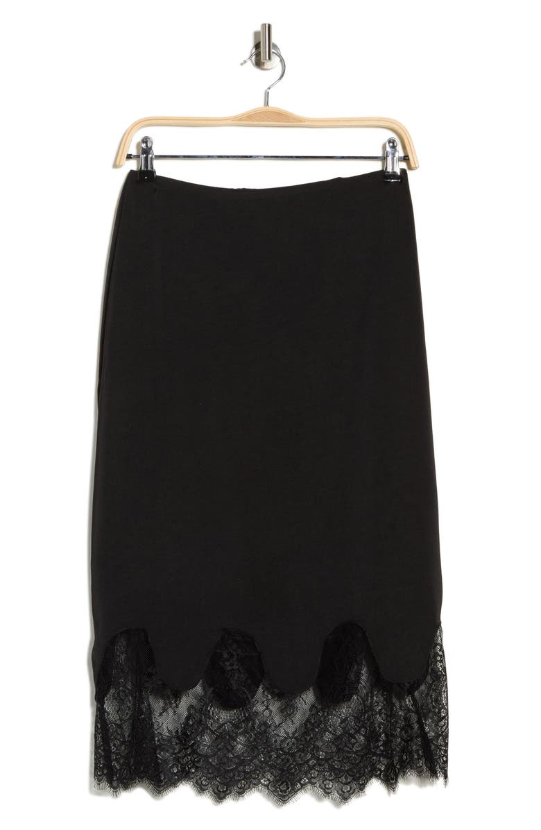 NSR Satin Lace Midi Skirt, Main, color, Black