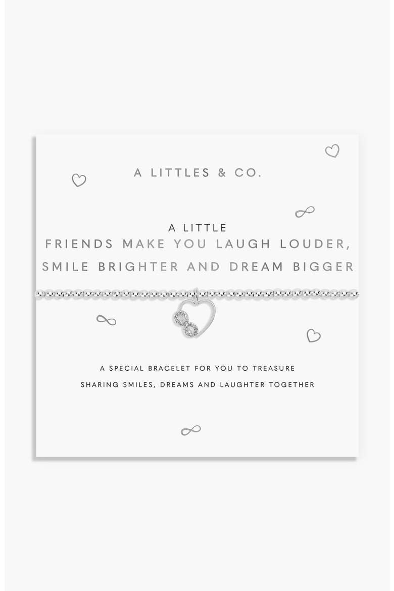 A Little 'Friends Make You Laugh Louder, Smile Brighter And Dream Bigger' Bracelet In Silver Plating, Main, color, Metallic Silver