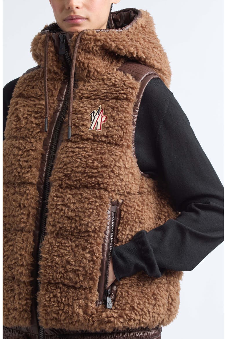 Faux Shearling Down Vest, Alternate, color, COCOA CREME