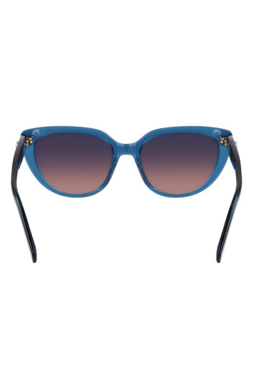Longchamp Le Pliage 53mm Gradient Cat Eye Sunglasses In Transparent Blue