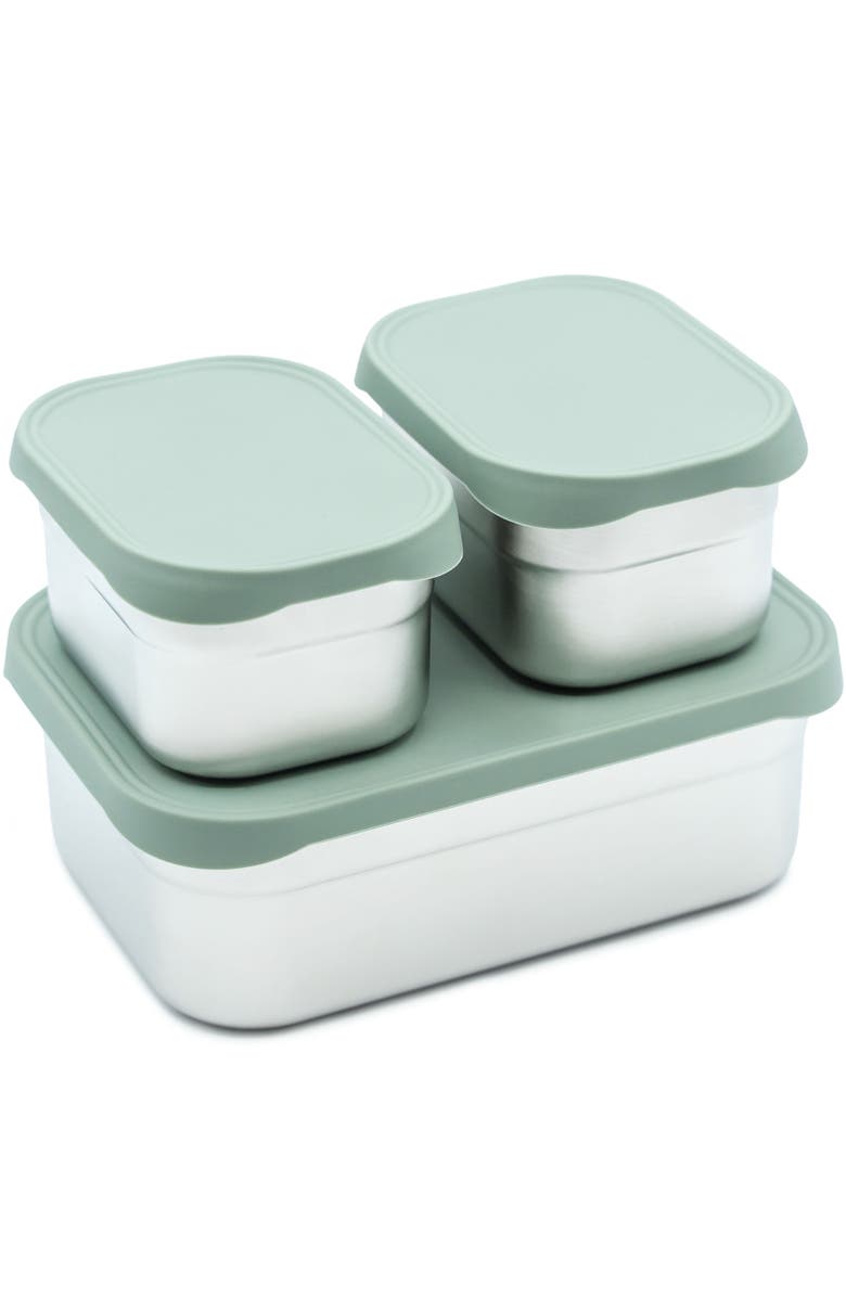 WeeSprout Stainless Steel Lunch Box Set - 750mL & 230mL Food Storage Nested Bento Boxes with Lid, Main, color, Matte Green