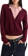 Good American The Two-in-One Merino Wool V-Neck Sweater