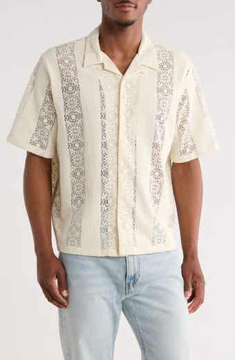 PacSun Dexter Lace Panel Button-Up Camp Shirt