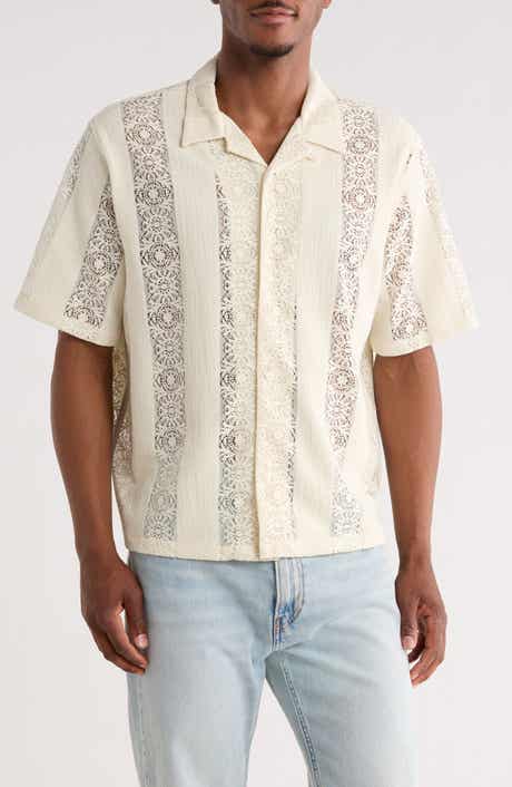 PacSun Dexter Lace Panel Button-Up Camp Shirt