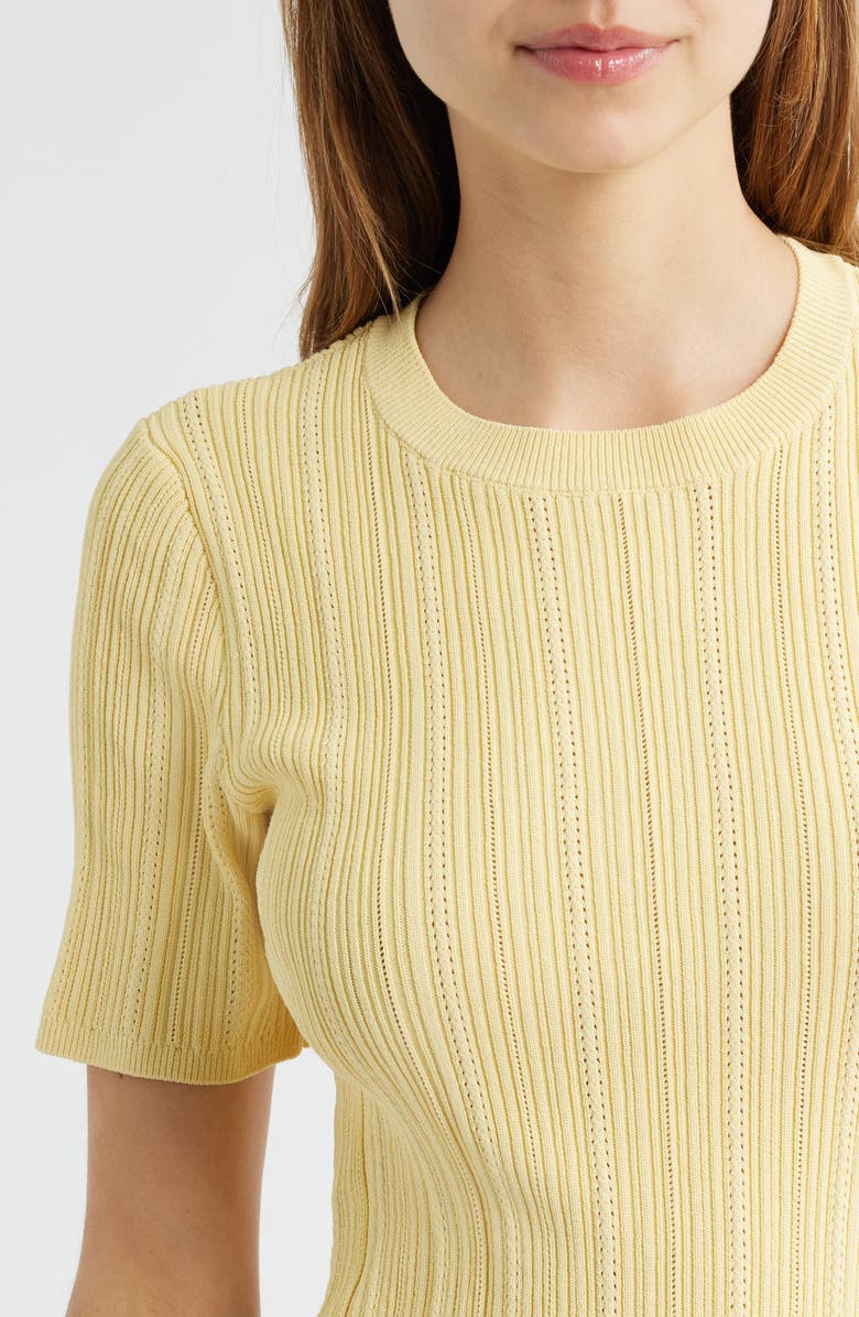 rag & bone Camryn Short Sleeve Rib Sweater, Alternate, color, Sunlit