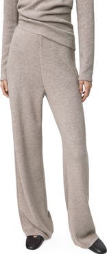 MANGO Elastic Waist Straight Leg Knit Pants