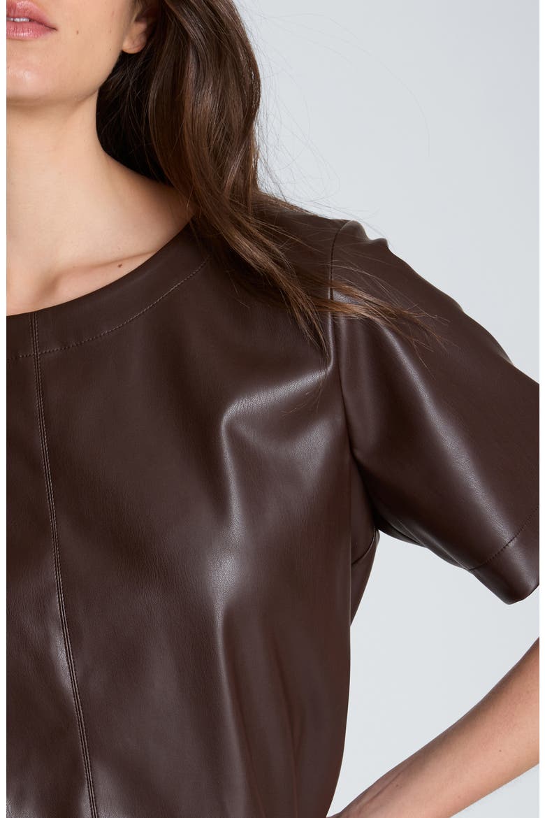 Faux Leather Crop Top, Alternate, color, MEDIUM BARK
